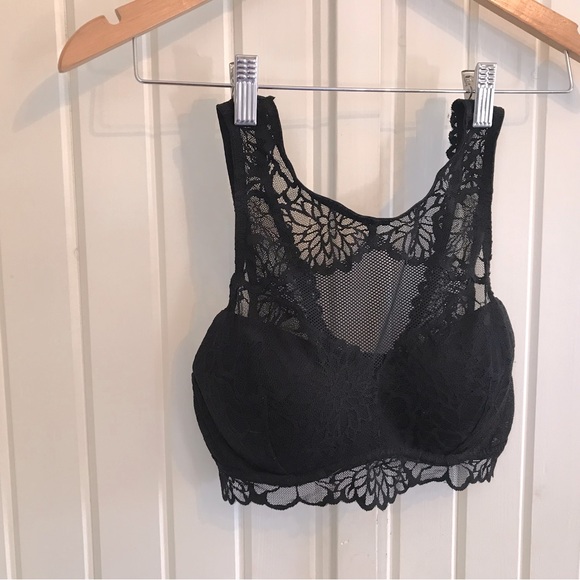 Victoria’s Secret PINK Black Lace Padded Bralette - Size Small - Picture 3 of 7